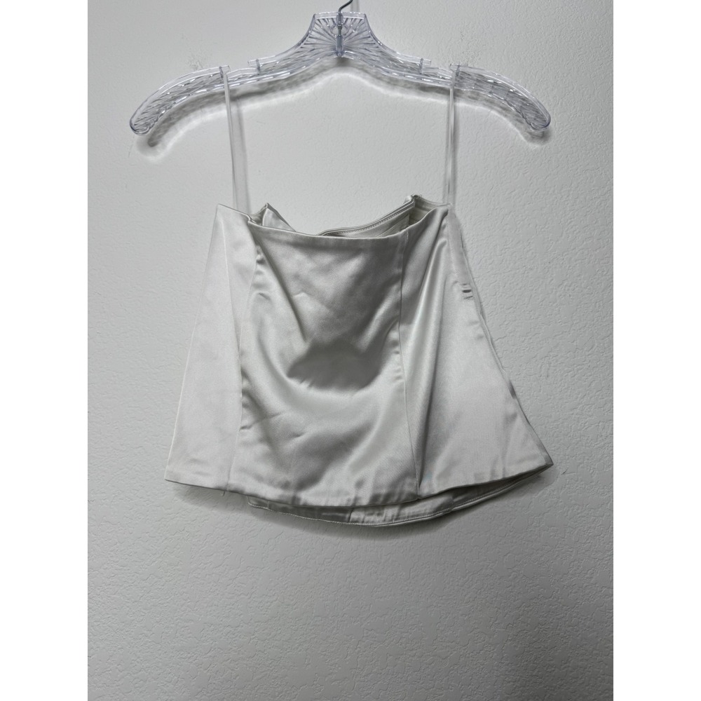 Abercrombie & Fitch Satin Corset Crop Top Silver White Sweetheart Neck Size S - Picture 4 of 11